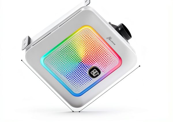 Bathroom Exhaust Fan with Bluetooth Speaker, 230 CFM 1.0 Sone Bathroom Exhaust Fan with Light, 3 Dynamic Light, 7 LED Color, 3 Color Temperatures, Nightlight,Remote, Easy Install (White)-1