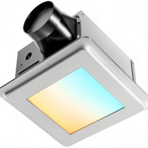 Amico Bathroom Exhaust Fan with Light, 110CFM, 1.0 Sones, 1000 LM, 5CCT, Easy Install, Ceiling Mount Shower Bathroom Fan, Adjustable Exhaust Vent with light, ETL & FCC Certified-0