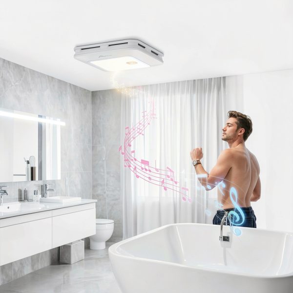 Bathroom Exhaust Fan with Bluetooth Speaker, 230 CFM 1.0 Sone Bathroom Exhaust Fan with Light, 3 Dynamic Light, 7 LED Color, 3 Color Temperatures, Nightlight,Remote, Easy Install (White)-6