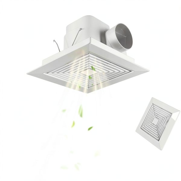 1-Piece (9"x9"Inches) Bathroom Exhaust Fan Cover with Spring, Square Ceiling or Wall Mounted Exhaust Fan, Ceiling Fan, Grille, Air Diffuser, Diverter Ventilation Hood, Replacement Accessories-3