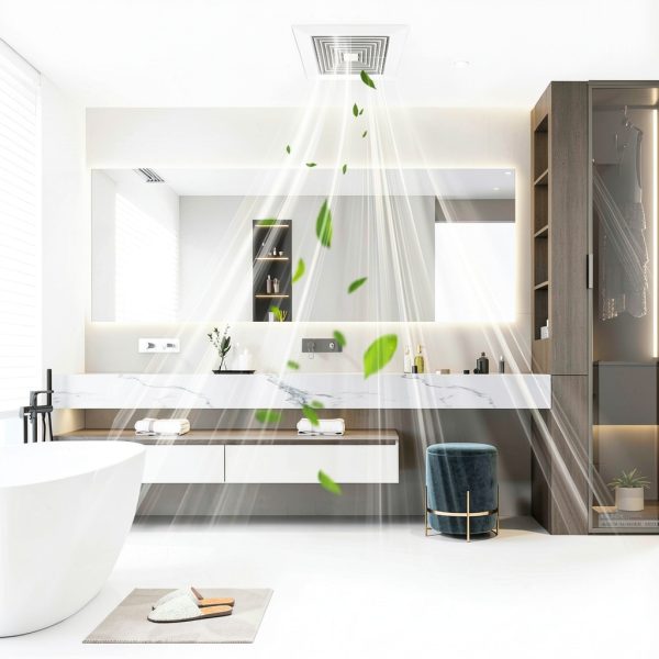 1-Piece (9"x9"Inches) Bathroom Exhaust Fan Cover with Spring, Square Ceiling or Wall Mounted Exhaust Fan, Ceiling Fan, Grille, Air Diffuser, Diverter Ventilation Hood, Replacement Accessories-5
