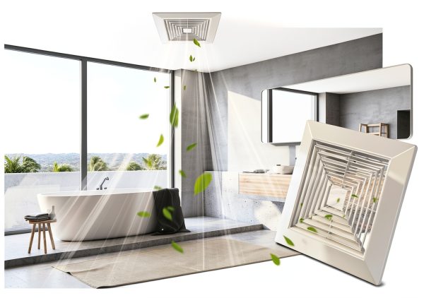 1-Piece (9"x9"Inches) Bathroom Exhaust Fan Cover with Spring, Square Ceiling or Wall Mounted Exhaust Fan, Ceiling Fan, Grille, Air Diffuser, Diverter Ventilation Hood, Replacement Accessories-2
