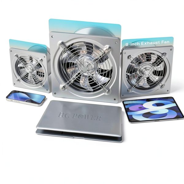 HG Power 8 Inch Kitchen Exhaust Fan, 576CFM Metal Attic Fan with-2
