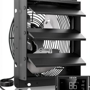 VEVOR 12 Inch Shutter Exhaust Fan with Smart Temperature Control, Wall-0