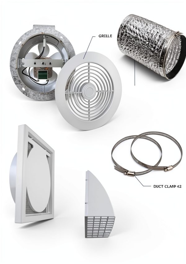 Quini 512M 6-inch Through Wall Exhaust Fan White 80 CFM Bathroom Vent-3