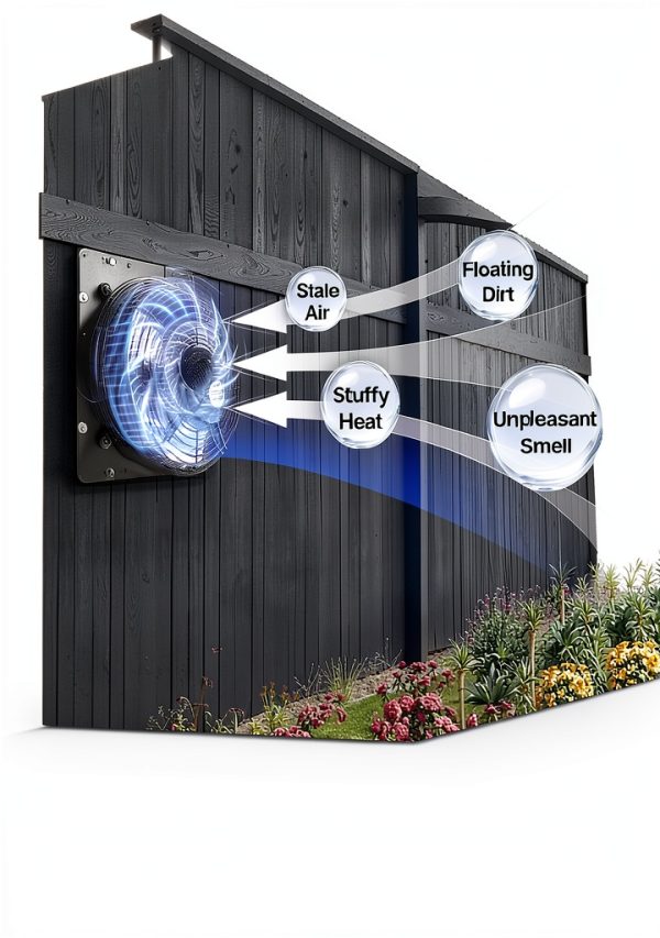VEVOR 12 Inch Shutter Exhaust Fan with Smart Temperature Control, Wall-1